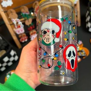 Holiday horror, mask glass cup